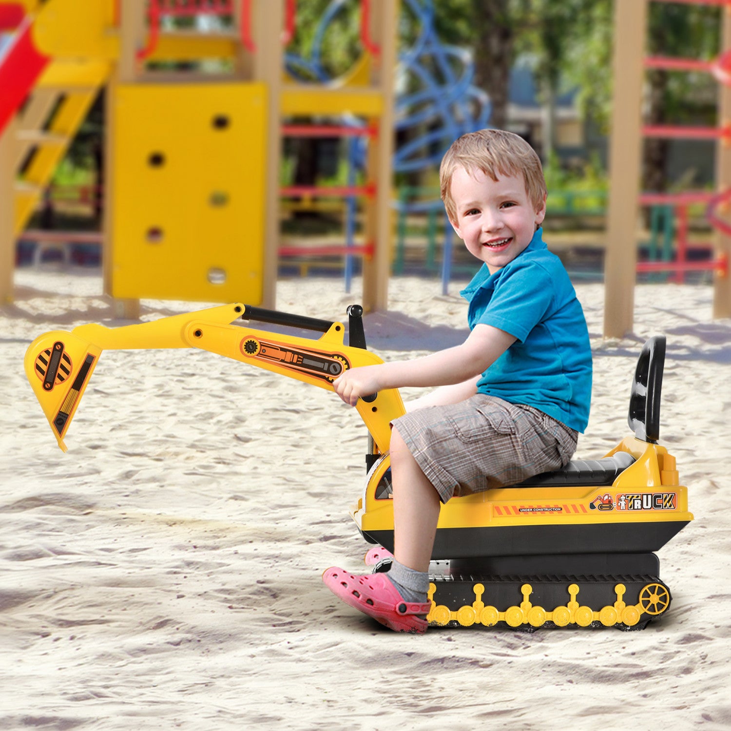 Qaba Kids Ride on Excavator With Digger Pretend Play Construction The Brick