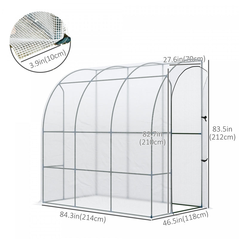 Outsunny 7' X 4' X 7' Outdoor Lean-to Walk-in Garden Greenhouse Wit ...