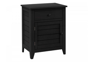 Accent Side End Table Nightstand Storage Drawer Bedroom Storage Black Veneer Transitional