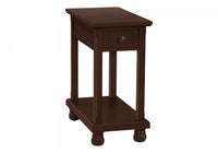 Accent Side End Table Narrow Storage Drawer Brown Veneer Traditional