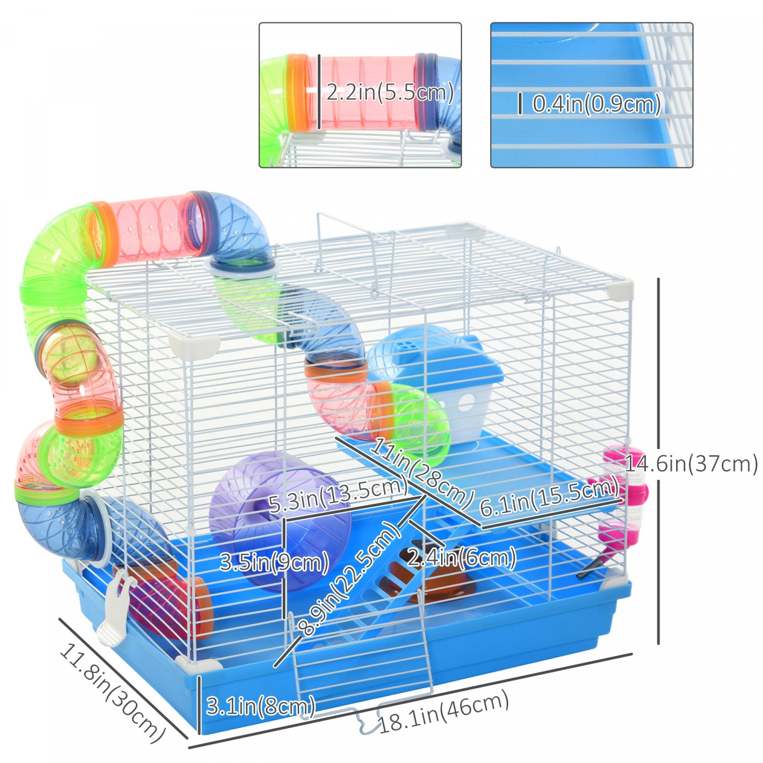 Pawhut 18 Large Hamster Cage Small Animal House 2 level Gerbil H. The Brick