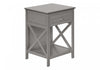 Accent Side End Table 2-Tier Bedroom Nightstand Storage Drawer Antique Grey Veneer Transitional