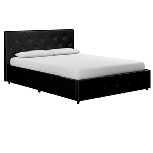 DHP Dakota Fabric Queen Bed with Storage - Black