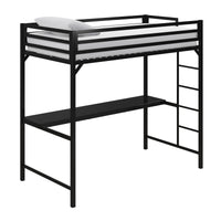 DHP Miles Metal Twin Loft Bed with Desk - Black