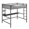 Novogratz Maxwell Metal Full Loft Bed with Desk - Grey Black