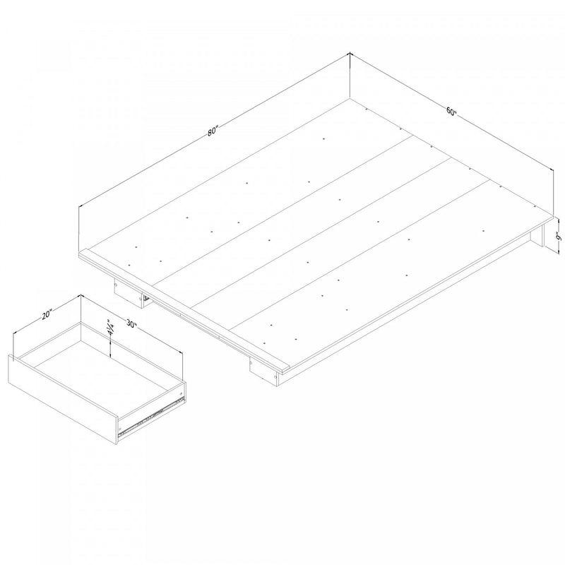 Musano Queen Platform Bed with Drawer Nordik Oak The Brick