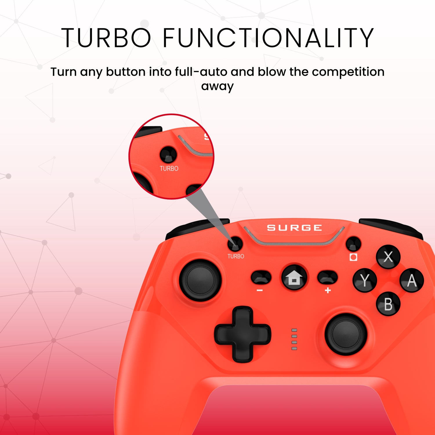 Surge Nintendo Switch Wireless Pro Neon Red Controller