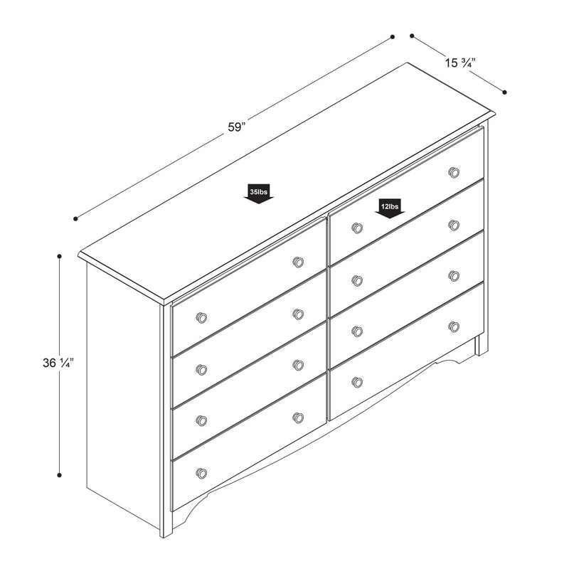 Monterey 8-drawer Dresser - White 