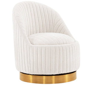 Manhattan Comfort Modern Leela Swivel Chenille Accent Chair - Cream