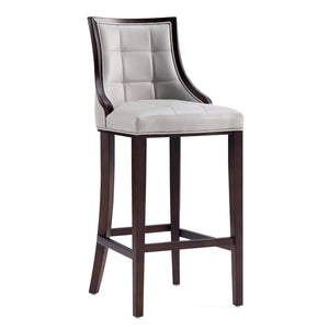 Manhattan Comfort Fifth Avenue Faux Leather Barstool - Light Grey