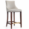 Manhattan Comfort Modern Shubert Barstool Upholstered Leatherette with Beech Wood Legs - Light Grey