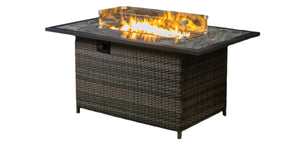 Deko Living Wicker Gas Outdoor Firepit Table 