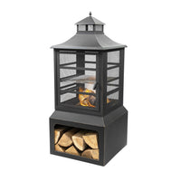 Deko Living Wood Burner Fire Pit Grill & Log Storage