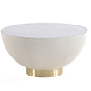 Manhattan Comfort Modern Anderson Coffee Table Upholstered Leatherette with Ceramic Faux Marble Tabletop - Cream