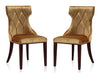 Manhattan Comfort Set of Two Reine Velvet Dining Chair - Antique Gold & Walnut