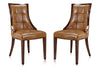 Manhattan Comfort Set of 2 Fifth Avenue Faux Leather Dining Chairs - Saddle & Walnut