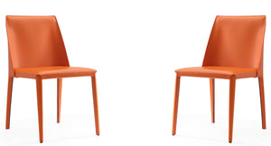 Manhattan Comfort Set of 2 Paris Coral Saddle Leather Dining Chairs - Coral