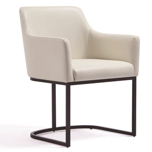 Manhattan Comfort Modern Serena Dining Chair Upholstered Leatherette with Steel Legs - Cream