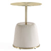 Manhattan Comfort Modern Anderson End Table 1.0 Upholstered Leatherette with Gold Tabletop - Cream