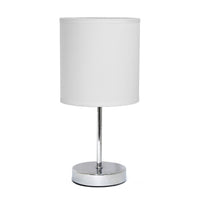 Simple Designs Chrome Mini Basic Table Lamp - White