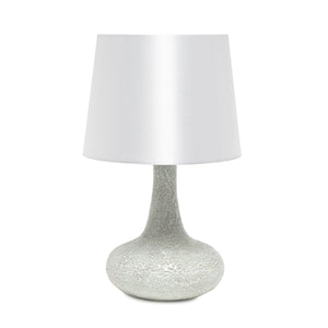 Simple Designs Mosaic Tiled Glass Genie Table Lamp - White