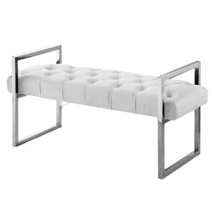 Imperial Tufted Bench with Silver Stand Beige Benches