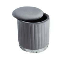 Charlotte Velvet Round Ottoman with Silver Base Grey Benches