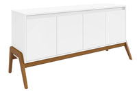 Manhattan Comfort Mid-Century Modern Gales 63.32” Sideboard with Solid Wood Legs - Matte White