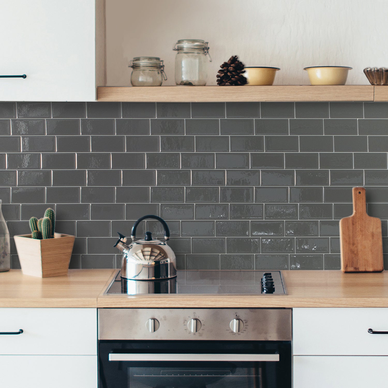 Smart Tiles Peel and Stick 4-Sheet 12 x 9 Backsplash - Metro Grigio ...