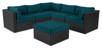 Barbados 6-Piece Patio Set with Ottoman – Blue  