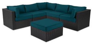 Barbados 6-Piece Patio Set with Ottoman – Blue 