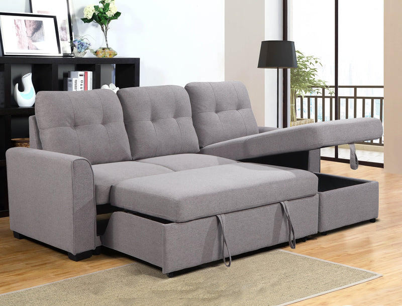 Carter 2-Piece Linen-Look Fabric Right-Facing Sleeper Sectional - S ...