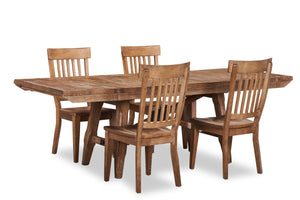 Cedar 5pc Dining Set with Table & 4 Chairs, Pine Wood, Trestle-Base, 72.07