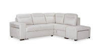 Coast 3-Piece Right-Facing Fabric Sleeper Sectional with Storage and Ottoman - Ivory White 