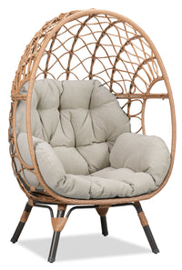 Coco Egg Outdoor Patio Chair - Hand-Woven Resin Wicker, UV & Weather Resistant - Beige