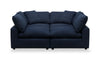 Eclipse Modular 4-Piece Linen-Look Fabric Pit Sofa Sectional with Reversible Feather Down Cushions - Navy Blue