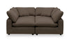 Eclipse Modular 4-Piece Linen-Look Fabric Pit Sofa Sectional with Reversible Feather Down Cushions - Slate Grey