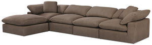 Eclipse 5-Piece Linen-Look Fabric Modular Sectional with Ottoman - Slate