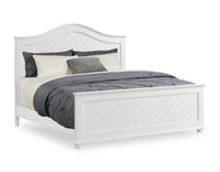 Ella Panel Bed with Headboard & Frame, Chevron Pattern, White - King Size 