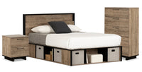 Everley Platform Bed 5pc Set with Panel Headboard, Chest & Nightstand, Two-Tone - Full Size 