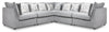 Evolve Linen-Look Fabric 5-Piece Modular Sectional with 3 Corner Chairs - Grey