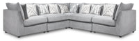 Evolve Linen-Look Fabric 5-Piece Modular Sectional with 3 Corner Chairs - Grey 