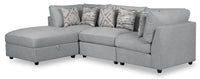 Scott Living Evolve Modular 4-Piece Linen-Look Fabric Sectional with Ottoman and Feather Down Cushions - Grey 