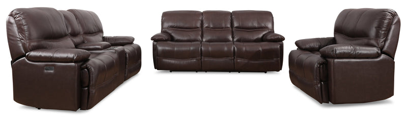 Franco Genuine Leather Power Reclining Sofa - Brown | The Brick