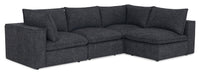 Fusion Modular 4-Piece Charcoal Grey Chenille Fabric Sectional with Removable Feather Down Back Cushions 