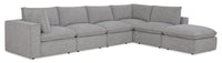 Fusion Modular 6-Piece Silver Grey Chenille Fabric Sectional with Removable Feather Down Back Cushions 