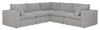 Fusion Modular 5-Piece Silver Grey Chenille Fabric Sectional with Removable Feather Down Back Cushions