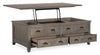 Hanson 50” Traditional Pine Lift Top Coffee Table with Storage and Casters - Dovetail Grey