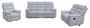 Jasper Chenille Fabric Reclining Sofa, Loveseat and Chair Living Room Package - Grey