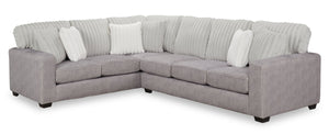 Made in Canada Koda 2-Piece Left-Facing Chenille Fabric Sectional with Reversible Cushions - Plush Paloma Grey